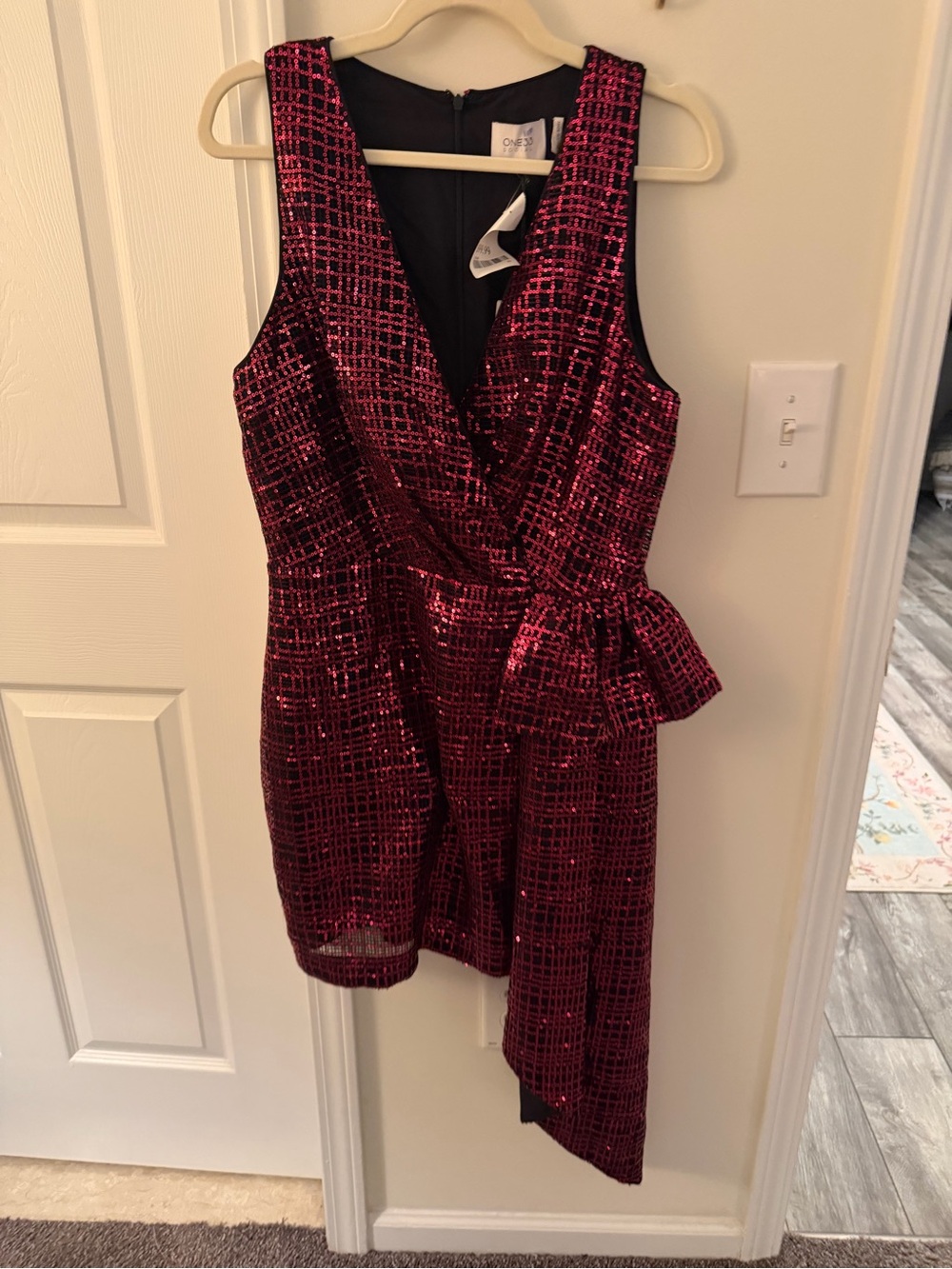 One33 Social Magenta sequin and metallic dress